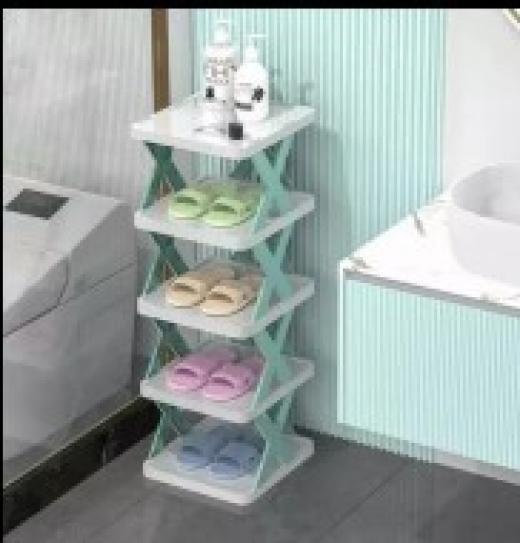 Space-Saving 5-Tier Shoe Rack: Folding Adjustable Plastic Organizer for Closets and Narrow Spaces