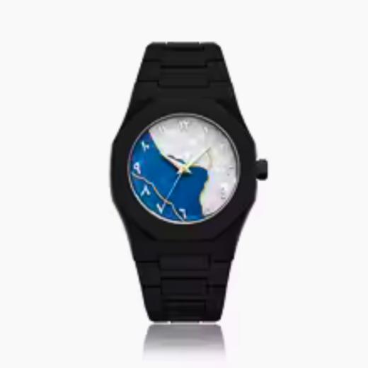 Aura watch 2025 New Arabic Aura Watch Silver Dial @ navy bule Modern Creative Design (Blue )