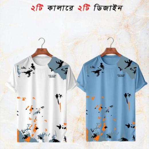 2 pis Combo Half Sleeve Mesh T-shirt For Men