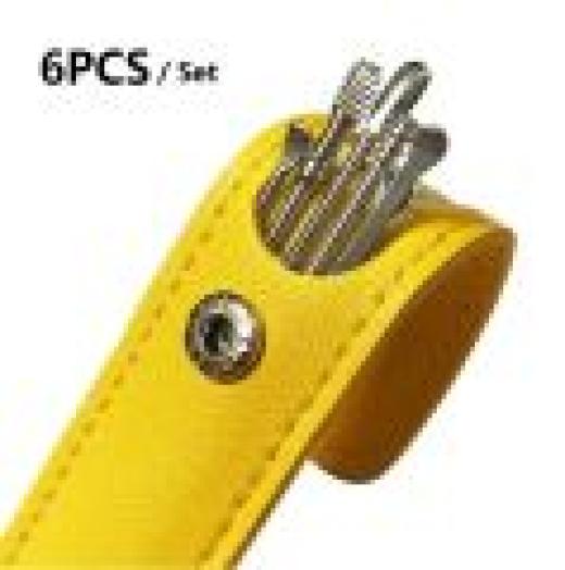 Ear Pick Set Portable Ear Cleaner Set Stainless Steel with Leather Case - 6 Pcs